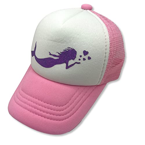 Sol Baby Purple Glitter Mermaid Pink Adjustable Snapback Mesh Trucker Hat - Summer Beach Baseball Cap for Infants & Toddlers2