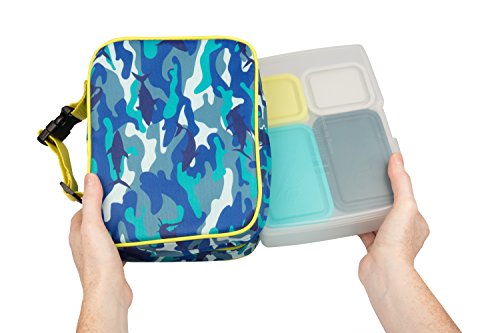 Bentology Lunch Box For Boys - Kids Insulated, Durable Lunchbox Tote Bag Fits Bento Boxes, Nesting Containers W/ Lids & Bottles, Back To School Lunch Sleeve Keeps Food Hotter Or Colder Longer, Camo #TOP3