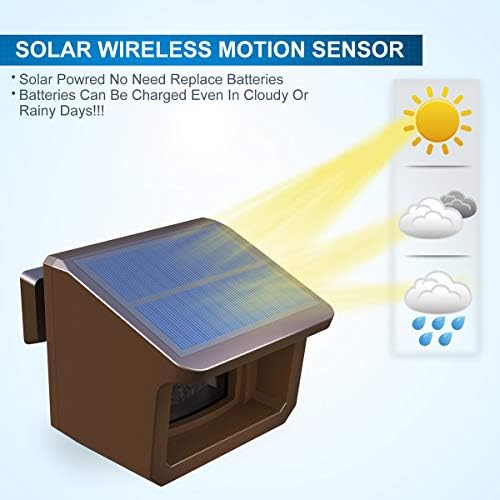 HTZSAFE 1/2Mile Solar Driveway Alarm System - Up to 70FT Wide Sensor Range, 3 Adjustable Sensitivities, Fully Weatherproof Outdoor Motion Sensor & Detector, DIY Security Alert System - 3