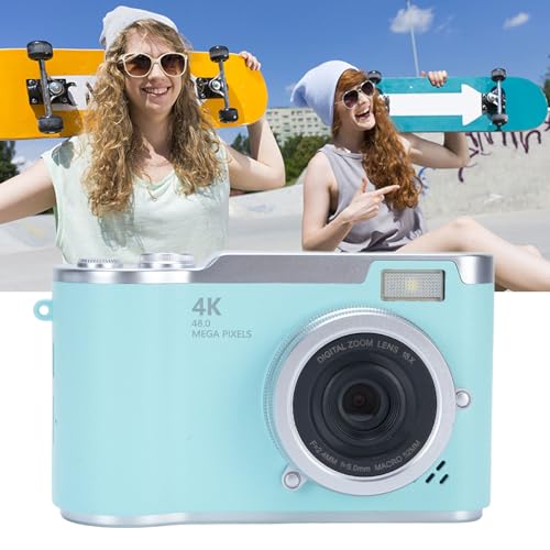 Digital Camera, 1080P HD 48MP Digital Point & Shoot Camera with 2.4 Inch HD Flip Screen, Built in LED Fill Light, 8X Digital Zoom, for Teens Students (Green)
