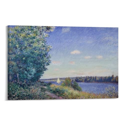 Impression sur toile Le Chemin Au Bord De L'eau A Sahurs Gemälde Von Alfred Sisley (1839-1899) par...