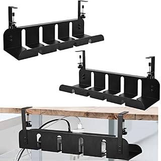 No Drill to Desk Cable Management Tray, 2Pack Cable Racks Under Desk Cable Organizer for Wire Management, Sturdy Metal Cable Tray Basket for Office and Home Standing Desk