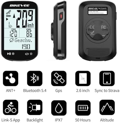 GPS Fahrradcomputer Kabellos ANT+ Bluetooth 50H Akku |6'' Glasdisplay