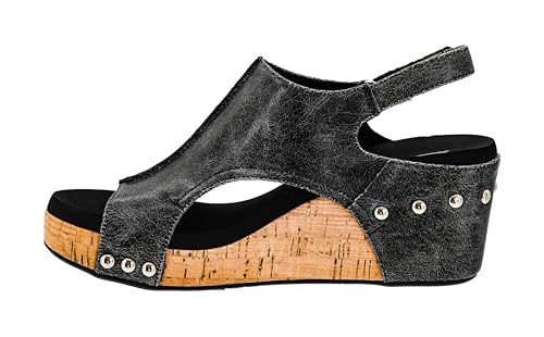 Image of Corkys Footwear Womens Carley Wedges, Featuring Corkys EVA Foam Cushioned Insoles, A 2.5 Inch Heel, Lightweight For All Day Wear, And Hook And Loop Closure