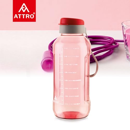 Image of ATTRO Ultra Pro Motivational 1.5-Liter BPA-Free Water Bottle with Leak-Proof Flip-Top Cap, Nylon Strap and Stylish Color for Daily Hydration- Red-Set of 2