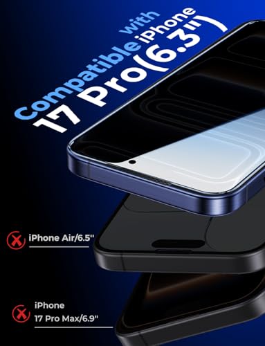 Image of MAGIC JOHN Privacy for iPhone 17 Pro Screen Protector, Easy Install 2 Pack