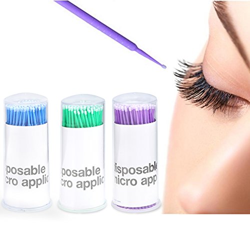 Preisvergleich Produktbild 300 Stücke / Set Microbürstchen Reinigungsstäbche Blau, Grün, Violett Minipinsel Wimpernverlängerung Wimpernbürsten Wattestäbchen Minipinsel