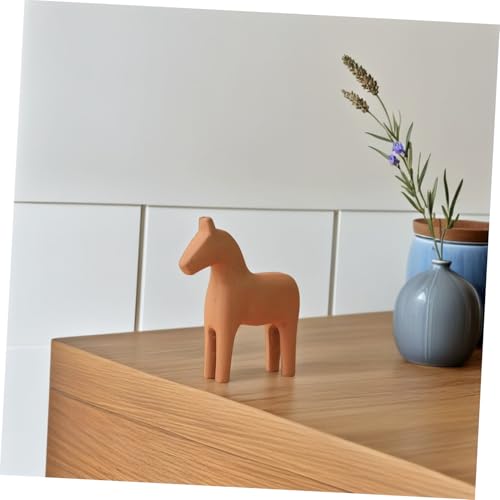 Figurine de Cheval en Bois Statue Décorative Rustique et Ornement Compact