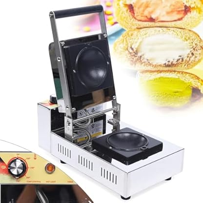 PODEC Kommerzieller Burger-Waffelautomat, 1600 W Elektrischer Eiscreme-Sandwich-Burger-Hersteller, Gefüllte Waffelmaschine, 50~300 ℃ Einstellbare Temperatur Und Zeit, Für Frühstücksmilch-Teeladen