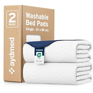 2 x AYDMED Essential Washable Incontinence Bed Pads | For Single Beds | Maximum Absorbency 100% Leakproof Kylie Sheets | Reusable Waterproof Bed Wetting Sheets For Adults, Children & Babies