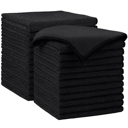 Image of AIDEA Microfiber Cleaning Cloth-24PK, Soft Microfiber Towels for Cars, Absorbent Cleaning Rags, Lint-Free Streak-Free Wash Cloths for House, Kitchen, Window(12in.x12in), Black