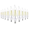 Sunco Lighting 10 Pack Dusk to Dawn Candelabra CA11 LED Light Bulbs Outdoor, 5W Equivalent 40W, CRI90 2700K White, Candle Flame Tip, Photocell Sensor, Decorative Filament, 500 Lumens, E12 Base UL