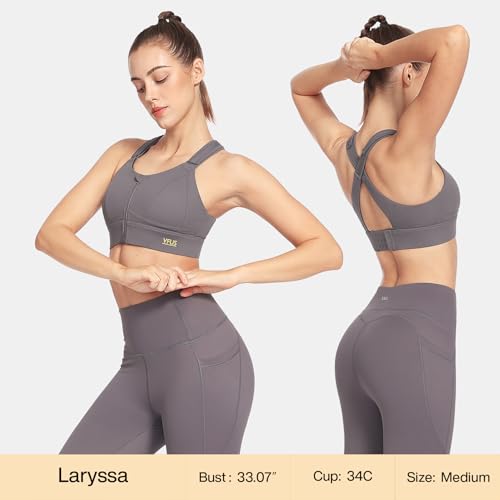 Image of High Impact Sports Bras for Women Adjustable Zip Front Plus Size Workout Bra Full Coverage Removable Padded Running