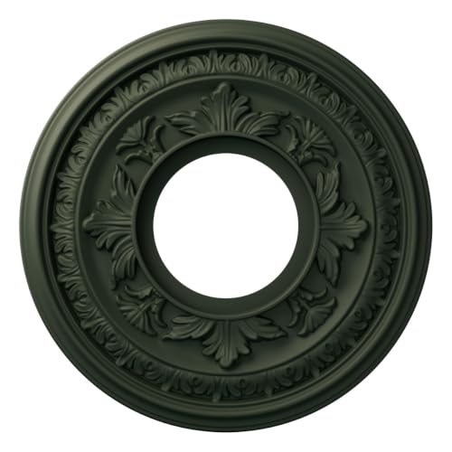 Image of Ekena Millwork 10 inchOD x 3 1 /2 inchID x 3 /4 inchP Baltimore Thermoformed PVC Ceiling Medallion (Fits Canopies up to 4 1 /4 inch), UltraCover Satin Hunt Club Green