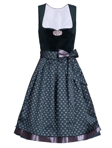 Kelliar Dirndl Damen Dirndl Midi Grün Mit Trachtenschließe...
