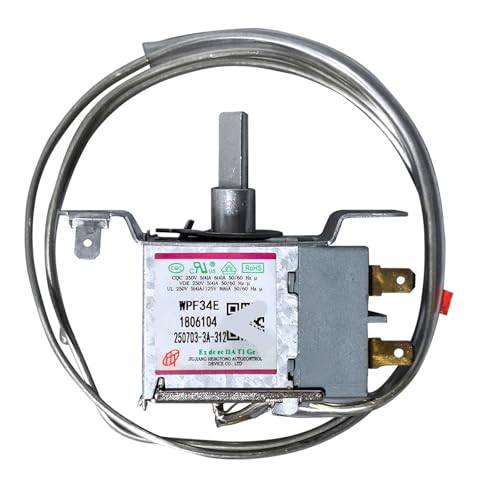 WPF-34E WPF34E 2-Pins Refrigerator Thermostat, Replacement for Hisense Refrigerator Parts 1806104, Freezer Temperature Controller, Mechanical Thermostat with Sensor Probe