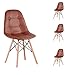 Lot de 4 chaises de bureau modernes pour salon, chambre à coucher, salle à manger, dossier style bouton (marron)