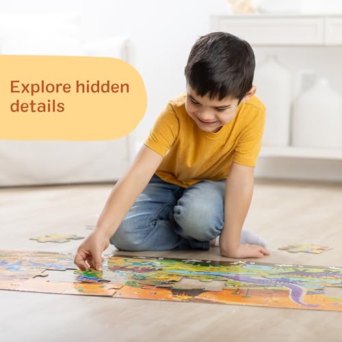Melissa & Doug Land of Dinosaurs Jumbo Floor Puzzle 48-Piece Toy | 48 Wipe-Clean Pieces, Over 4 Feet Long, Search & Find Game, Educational Floor Puzzle Play, Learning Toys for Kids, Ages 6+ - image 5