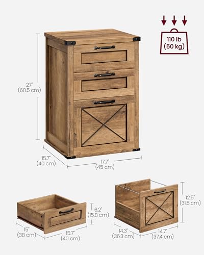 image for VASAGLE File Cabinet, Filing Cabinet with 3 Drawers, Printer Stand, Fi