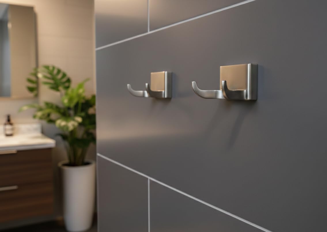 Formosa Design Hardware Towel and Robe Hooks, 2 Pack (Square Style, Brushed Nickel)