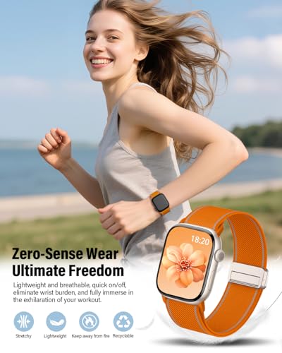 Image of Stretchy Band Compatible with Apple Watch Bands 40mm 38mm 41mm 42mm 44mm 45mm 46mm 49mm Women Men,Magnetic Clasp Nylon Elastic Sport Strap for iWatch Series 11 10 9 8 7 6 5 4 3 SE SE2 SE3 Ultra