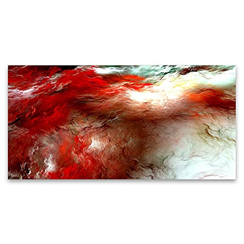 Toile Rouge Nuage Abstrait KEBIA Grand Format pour Créer une Ambiance Chaleureuse au Salon