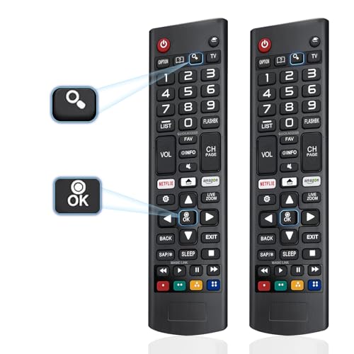 2 PCS Mando para LG Smart TV, Universal para Mando LG Smart TV AKB75095307 Mando Universal para LED LCD HD TV, Mando a Distancia Ajuste a Distancia con Netflix y Amazon Botones