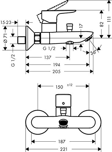 hansgrohe Wannenarmatur Talis E (Aufputz, für 2 Funktionen) Mattweiß - Image 6