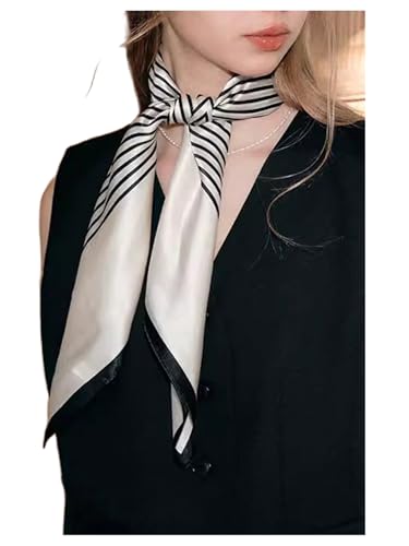 Milumia Women's Striped Print Square Hair Scarf Vintage Bandana Head Kerchief2