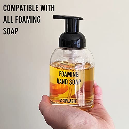 Splash | Glass Soap Dispenser With Foam Pump | Refillable Foaming Soap Dispenser For Bathroom Kitchen | 2 Pack 8 Fl Oz (16Oz Total) Clear Soap Dispenser | X6 Hand Soap Included #TOP6