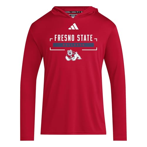 adidas Men's NCAA Designed For Training Team Lightweight Hoodie, Team Power Red/White/Fresno State, Medium