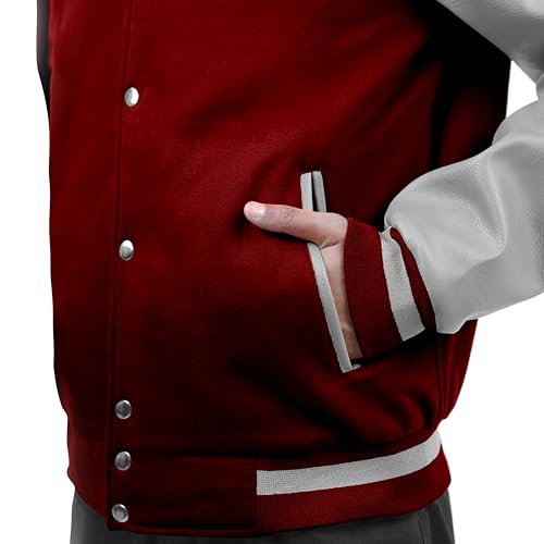 Image of Baseball Wool Letterman Varsity Faux Leather Sleeve For Men | Wool Varsity Bomber Jacket