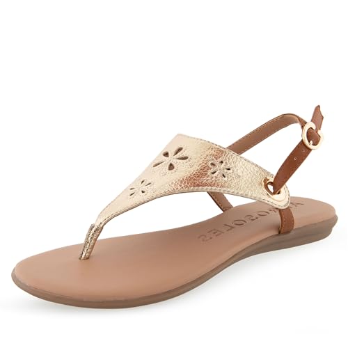 Aerosoles Women's Inesse Flat Sandal, Soft Gold Pu, 6 UK