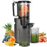 Juicer Machine for Whole Fruits and Vegetables, Cold Press Juicer with 1L And 110mm Feeding Chute, 250W Fruit Juicer, 99% High Juice Yield, Reverse Function, Grey