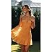 Women's Halter Deep V Neck Mini Dress Sleeveless Smocked Tiered Swing A Line Dress Backless Short Flowy Vacation Skirt Orange