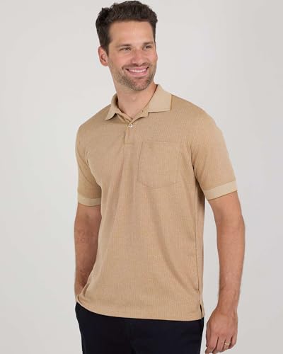 Real Essentials 3 Pack: Men's Regular-Fit Ribbed Polo Shirt with Pocket (Available in Big & Tall)2