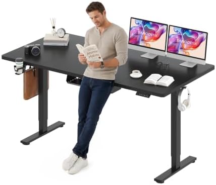 SANODESK 71x32'' Large Electric Computer Height Adjustable Standing Desk | Ergonomic Electric Stand Up Desk with Memory Presets Splice Board Home Office,Computer Workstations,Black Frame+Black top