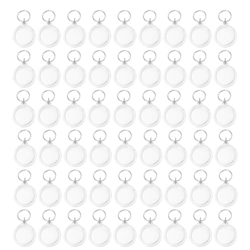Porte-clés photo incassable POPETPOP lot de 80 acrylique transparent rond anti-rayure