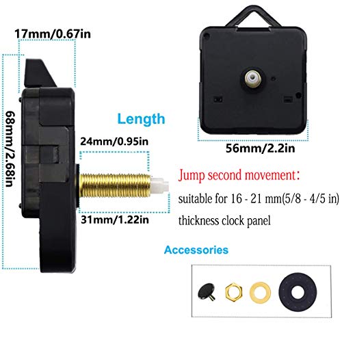 31Mm High Torque Wall Clock Movements Mechanism With 3 Pack Styles Of Hands Quartz Motor Battery Operated Diy Repair Parts Replacement, 4/5 Inch Max Dial Thickness, 1-1/5 Inch Total Shaft Length #TOP1
