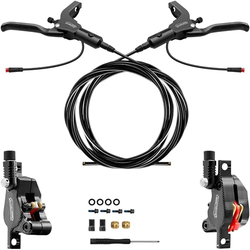 DYISLAND LD-210S Hydraulic Disc Brakes Set，2-PIN/Power-Off Hydraulic Brake kit for Electric Scooter/E-Scooter(L-R brakes（Black）)