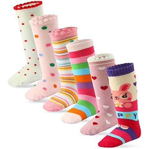 6 Pairs Toddler Girl Socks Baby Girl Socks Cotton Socks Cover
