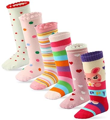 Cottock 6 Pares Bebé Niña Calcetines Hasta la Rodilla Algodón Calcetines Antideslizantes para Niñas (6 Pares Princesa, 1-3 años) | Ya disponible en tu tienda friki favorita! En mundofriki.es!