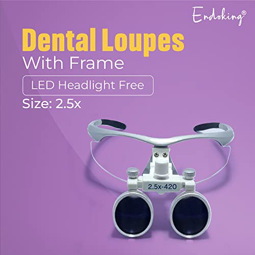 Image of Dental Magnifying Loupes 2.5X | Plastic Frame | Lightweight & Durable | LED Headlight Free | Silver Design for Enhanced Vision in Dental Procedures | Comfortable Fit