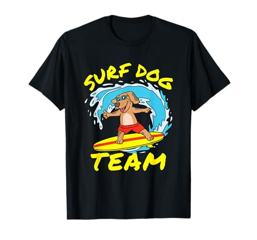 Dog Surfing Surf Dog Team Surfboard Wave Competition T-Shirt