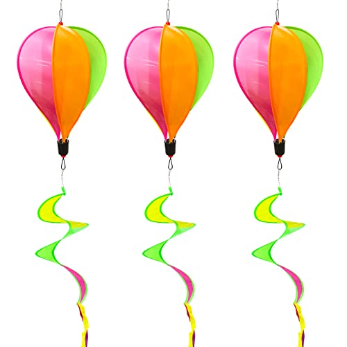 3Pcs Hot Air Balloon Wind Spinners Colorful Wind Spinners For Yard And Garden Sparkly Large Windsocks Hanging Windmills Wind Twister Spirals For Garden Yard Decorations #TOP30