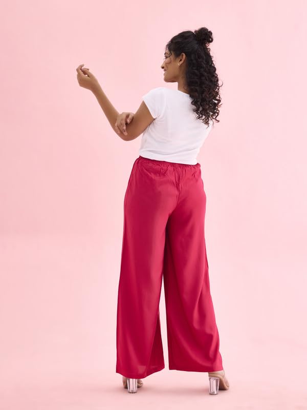 Image of GO COLORS Soft Viscose Basic Palazzo Full Length for Women| Breathable, Mid Rise, Relaxed Fit