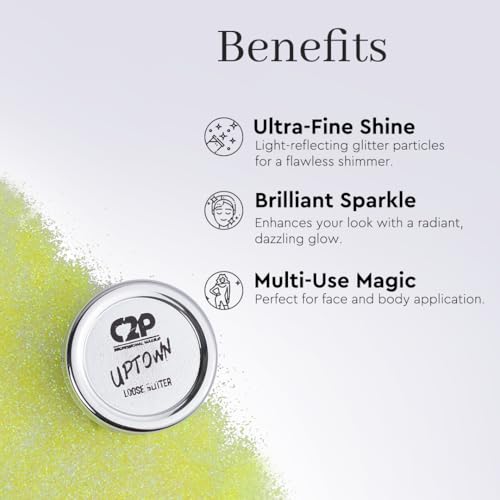 Image of C2P Pro Sparkle Duo Glitter and Glue Kit - Eyeshadow for Eye & Body Makeup | Waterproof, Quick-Drying for Stunning Shimmer Looks (Juicy Lime 21)