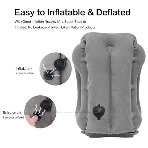 Inflatable Travel Pillow for Neck and Shoulder Pain Relief and Comfort Support in Grey