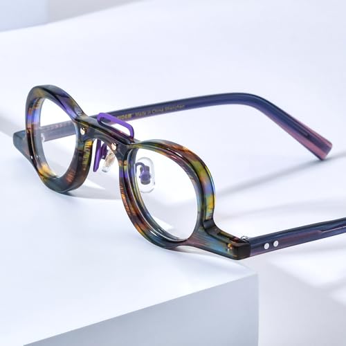 Image of HEPIDEM Acetate Glasses Frame Men,Round Optical Eyeglasses Women Vintage Retro Eyewear 9153