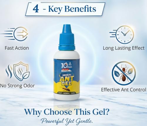 Image of Amish Herbal Ant Gel Pack of 10 | 10 Min Max Bait Formula | Powerful Organic Repellent & Cleaner | Removes Red,Black Ant, Antox Pests | Natural Dawa Protector for Home & Kitchen